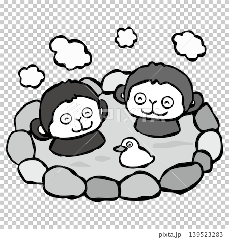 [Monochrome] One-point design: Monkey bathing in a hot spring (Monkey) 139523283