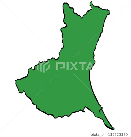茨城県地図のイラスト （緑/筆タッチ） 和風 139523380