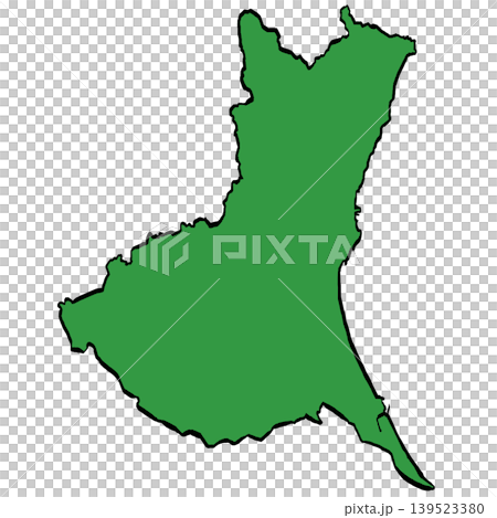 茨城県地図のイラスト （緑/筆タッチ） 和風 139523380