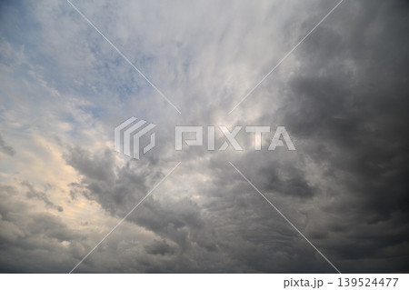 Evening sky calmness. Serene dusk imagery with soft colors and gentle layers. Tranquil sunset clouds blending into distant horizon with warm shades and calming echoes Evening sky calmness. Serene dusk imagery with soft colors and gentle layers. Tranquil sunset clouds blending into distant horizon with warm shades and calming echoes 139524477