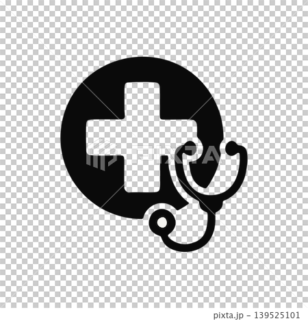 Simple Flat Graphic Medical Cross Symbol With Stethoscope Icon Representing Healthcare And Wellness Services Simple Flat Graphic Medical Cross Symbol With Stethoscope Icon Representing Healthcare And Wellness Services 139525101