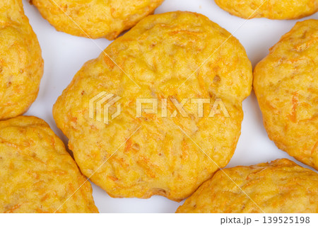 Batch meal prep with cookies. Organized homemade carrot cookie storage. Food preparation concept featuring arranged homemade carrot cookies ready for consumption 139525198