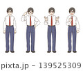 メガネ姿の男子生徒イラスト全身 表情セット 139525309