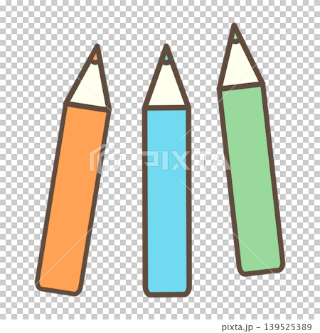 シンプルでかわいい色鉛筆アイコン｜カラフルな文房具・画材イラスト 139525389