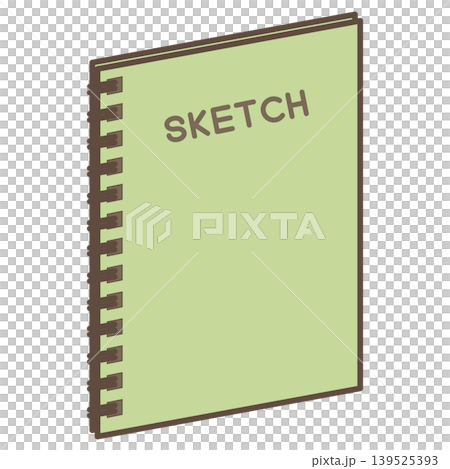 Simple, vertically oriented green sketchbook icon | Illustration material for art supplies and notebooks 139525393