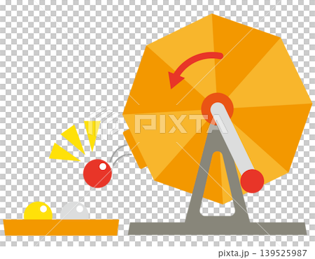 Illustration of a spinning lottery machine where a winning ball pops out. Illustration of a spinning lottery machine where a winning ball pops out. 139525987