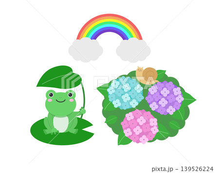梅雨の紫陽花とカタツムリと虹 139526224