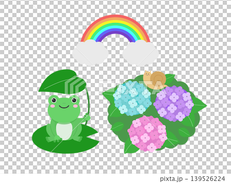 梅雨の紫陽花とカタツムリと虹 139526224