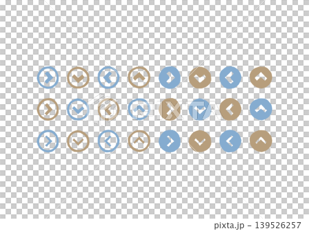 手描きの円で囲まれた、くの字の矢印のアイコンセット 139526257