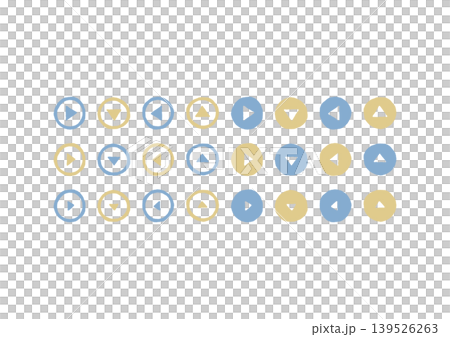 A set of icons featuring a triangular arrow surrounded by a hand-drawn circle. A set of icons featuring a triangular arrow surrounded by a hand-drawn circle. 139526263