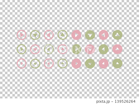 手描きの円で囲まれた、三角形の矢印のアイコンセット 139526264