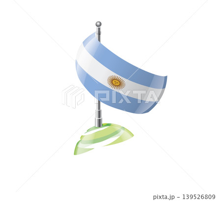 Highly detailed of waving Argentinian flag with metallic pole and subtle shadow effects for print Highly detailed of waving Argentinian flag with metallic pole and subtle shadow effects for print 139526809