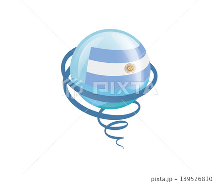 Stylish international icon showcasing Argentinian flag within reflective globe design 139526810