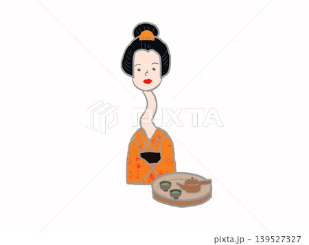 お茶を差し出すろくろ首 お茶を差し出すろくろ首 139527327