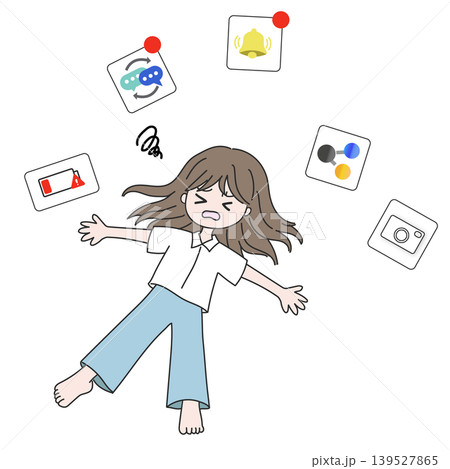 スマホ・SNS疲れのイラスト 139527865