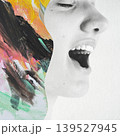 Woman expressing emotion with colorful abstract background 139527945