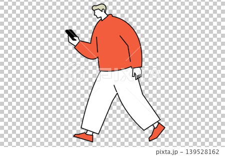 スマートフォンを見ながら歩く男性 スマートフォンを見ながら歩く男性 139528162