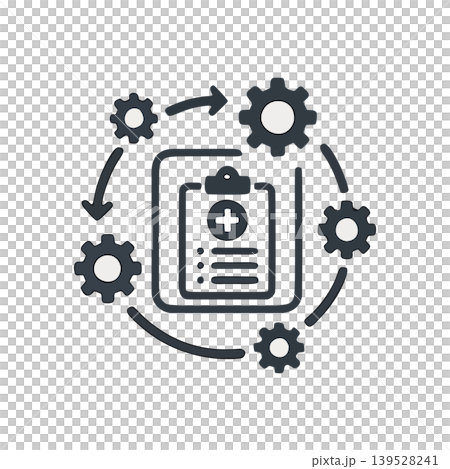 Modern Flat Icon Representing Medical Process Workflow and System Management Modern Flat Icon Representing Medical Process Workflow and System Management 139528241