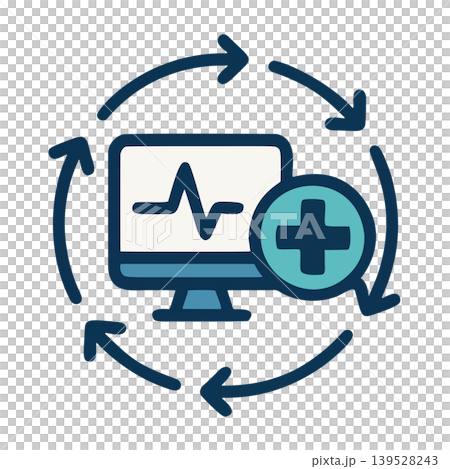 Modern Flat Design Computer Health Monitoring System With Refresh Cycle Arrows And Plus Icon Modern Flat Design Computer Health Monitoring System With Refresh Cycle Arrows And Plus Icon 139528243