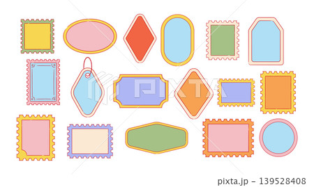 Colorful vintage frames and decorative borders collection for stickers, cards, postages stamps and 139528408