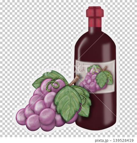 Sticker set of Glasses and bottle of Wine with red wine. Red wine in a glass. Cute artistic watercolor illustration decoration, menu cover for wine bar, invitation, Wine party conce. Sticker set of Glasses and bottle of Wine with red wine. Red wine in a glass. Cute artistic watercolor illustration decoration, menu cover for wine bar, invitation, Wine party conce. 139528419