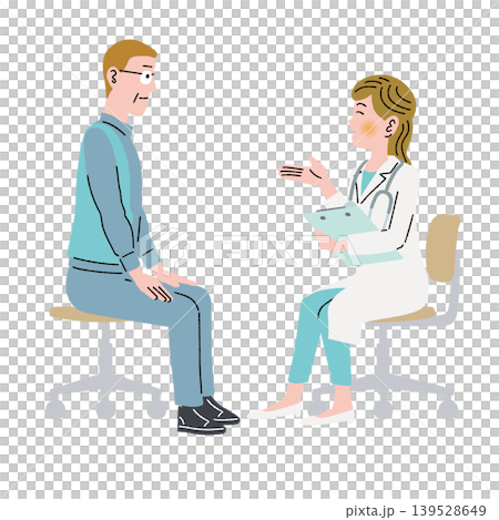 Female doctor and male patient 139528649