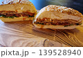 Close-up Shot Of A Burger With Beef On Wooden Surface 139528940