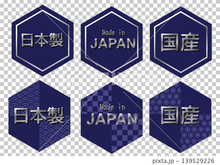 「日本製」のラベルセット　青 139529226