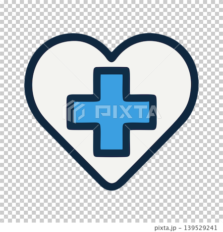 Minimalist Blue Cross Inside Outline Heart Shape Medical Symbol Icon Minimalist Blue Cross Inside Outline Heart Shape Medical Symbol Icon 139529241