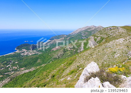 Coastal Mountain Panorama Overlooking Sea and Village Landscape With Hiking Trails and Mediterranean Vistas Coastal Mountain Panorama Overlooking Sea and Village Landscape With Hiking Trails and Mediterranean Vistas 139529463