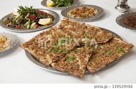 Turkish Pide - Konya Etli Ekmek Kebab with Minced Meat. Turkish Pide - Konya Etli Ekmek Kebab with Minced Meat. 139529588