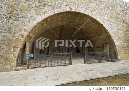 panoramic view of the internal courtyard of the castle in Larnaka, Cyprus panoramic view of the internal courtyard of the castle in Larnaka, Cyprus 139530102