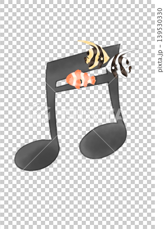 Musical note with tropical fish Musical note with tropical fish 139530330