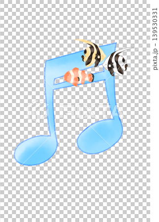Musical note with tropical fish Musical note with tropical fish 139530331