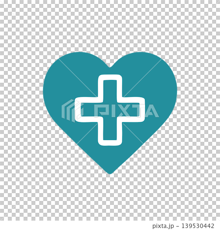 Teal Flat Outline Heart Shape with White Plus Sign Medical Healthcare Symbol Icon Teal Flat Outline Heart Shape with White Plus Sign Medical Healthcare Symbol Icon 139530442