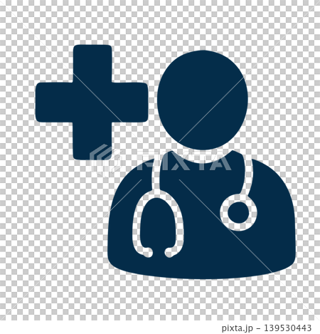 Simple Flat Icon Symbol Representing a Medical Doctor with Stethoscope and Plus Sign for Healthcare Services Simple Flat Icon Symbol Representing a Medical Doctor with Stethoscope and Plus Sign for Healthcare Services 139530443