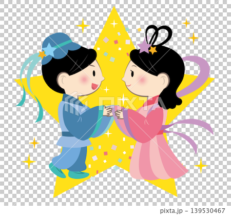再会を喜ぶ織姫と彦星のイラスト 再会を喜ぶ織姫と彦星のイラスト 139530467