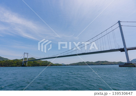大島から望む伯方・大島大橋と瀬戸内海 しまなみ海道の絶景風景 愛媛県今治市 大島から望む伯方・大島大橋と瀬戸内海 しまなみ海道の絶景風景 愛媛県今治市 139530647