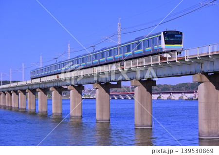 JR鹿島線北浦橋梁をゆくE233系0番台試運転列車 139530869