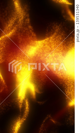 Warm golden particle flow with glowing abstract energy waves, fire-like texture, and luminous futuristic atmosphere. 139531340