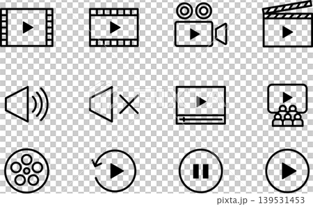 ビデオ・動画と映画アイコンイラスト ビデオ・動画と映画アイコンイラスト 139531453