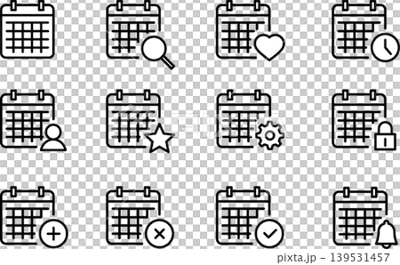 用於安排約會、計劃、日程安排和預訂的日曆圖標 用於安排約會、計劃、日程安排和預訂的日曆圖標 139531457