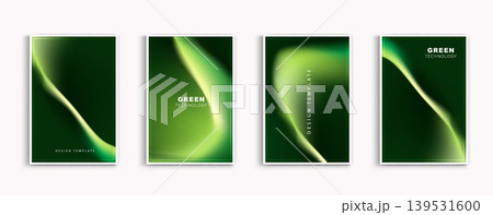 Set of green technology poster cover design templates. Abstract modern dark background with glowing soft blurred fluid gradient light. Eco-friendly sustainable concept for flyer and brochure layout. Set of green technology poster cover design templates. Abstract modern dark background with glowing soft blurred fluid gradient light. Eco-friendly sustainable concept for flyer and brochure layout. 139531600