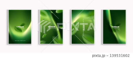 Set of green technology poster cover design templates. Abstract modern dark background with glowing soft blurred fluid gradient light. Eco-friendly sustainable concept for flyer and brochure layout. Set of green technology poster cover design templates. Abstract modern dark background with glowing soft blurred fluid gradient light. Eco-friendly sustainable concept for flyer and brochure layout. 139531602