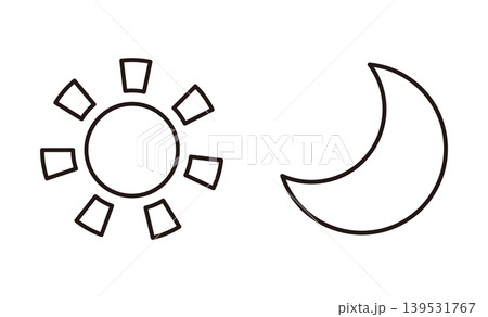太陽と月のアイコンイラスト 太陽と月のアイコンイラスト 139531767