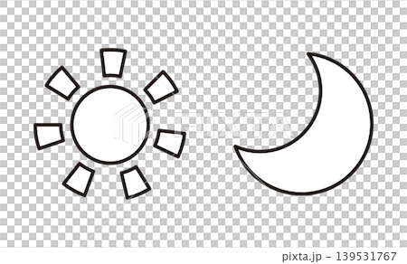 太陽と月のアイコンイラスト 太陽と月のアイコンイラスト 139531767
