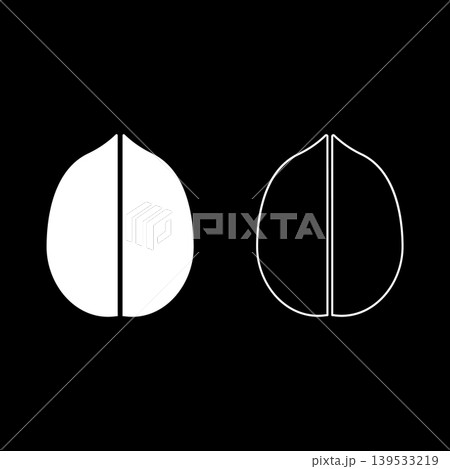 Walnut set icon white color vector illustration image solid fill outline contour line thin flat style Walnut set icon white color vector illustration image solid fill outline contour line thin flat style 139533219