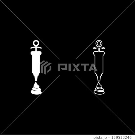 Confectionery syringe icing pastry cream swirl custard whipped set icon white color vector illustration image solid fill outline contour line thin flat style 139533246