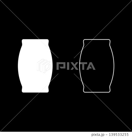 Sack with flour full canvas bag sugar salt grain wheat ear with grain package concept ingredient set icon white color vector illustration image solid fill outline contour line thin flat style 139533255