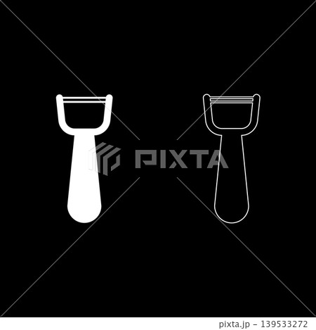 Vegetable knife razor shaver set icon white color vector illustration image solid fill outline contour line thin flat style 139533272